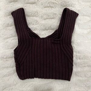 Brown knit crop top